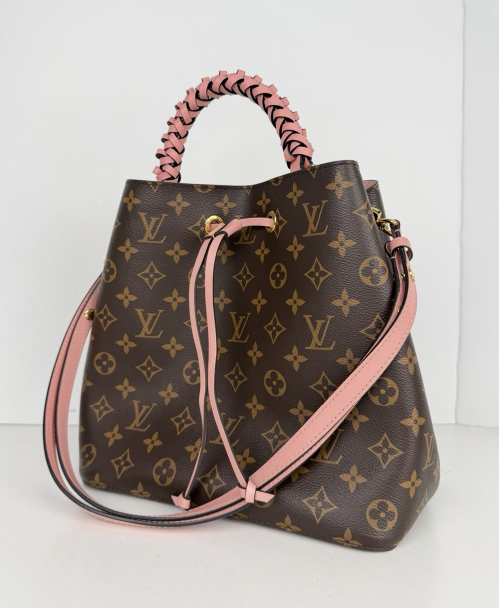 Louis Vuitton NéoNoé MM Bag Brown Monogram Canvas & Rose Poudre Leather 2018 F1